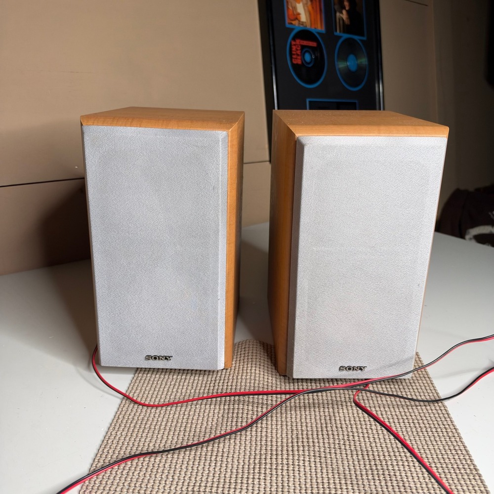 Sony SS-CRB5 Bookshelf Speakers Pair Wood Grain 4 Ohm Home Theater Audio